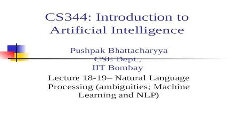 Pptx Cs344 Introduction To Artificial Intelligence Pushpak