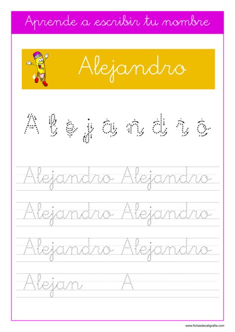 Aprender A Escribir El Nombre Alejandro Aprender A Escribir