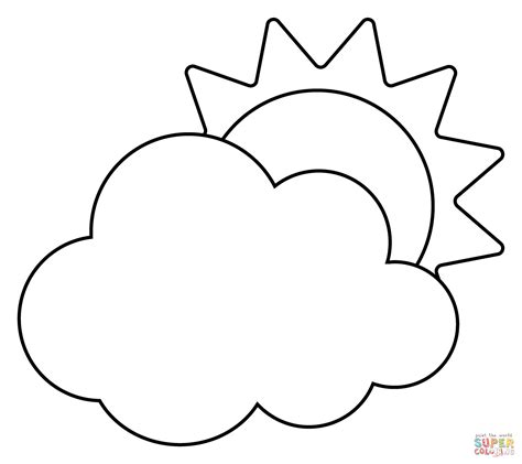 Dibujo De Sol Detrás De La Nube Emoji Para Colorear Dibujos Para