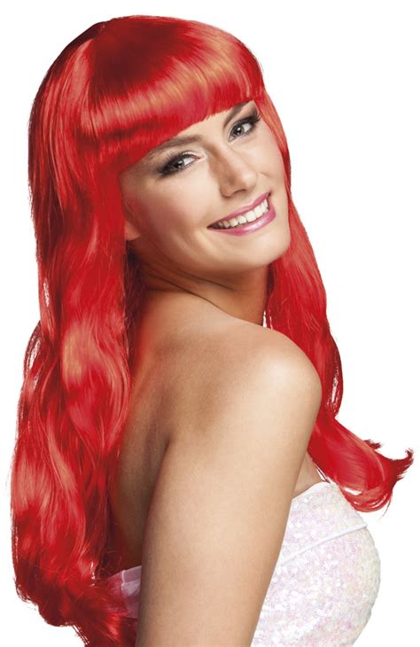 Long Red Wig With Fringe Code 2207 Scalliwags Costume Hire