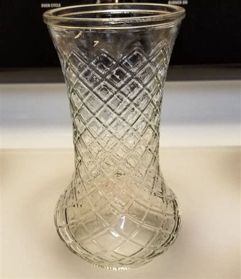 Vintage Hoosier Clear Glass Vase With Diamond Design Etsy