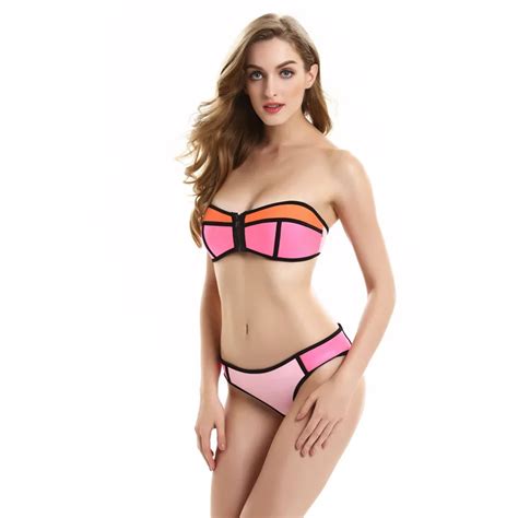 Buy Summer 2017 Women Swimwear Sexy Girl Neoprene Bikini Set Brazilian Swimsuit