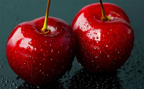 Hd Fruits Cherries Macro Pictures For Desktop Wallpaper Download Free