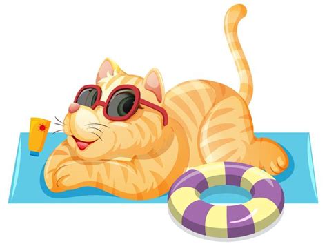 A Cat On Summer Theme 414244 Vector Art At Vecteezy