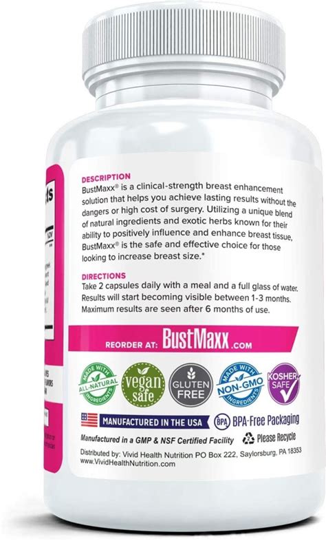 bustmaxx women natural breast enlargement augmentation pill 60ct