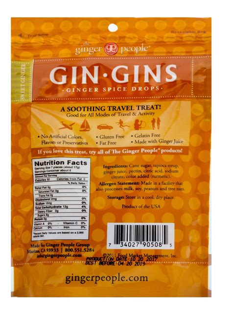 Ginger People Gin Gins Ginger Spice Drops 35 Bag Puritans Pride