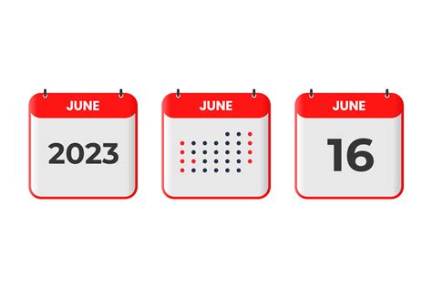 June 16 Calendar Design Icon 2023 Calendar Schedule Appointment