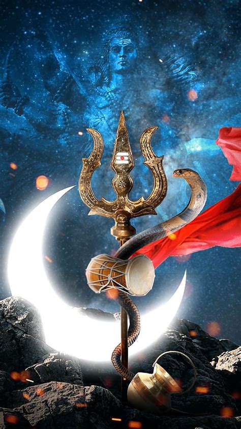 Shiv Shankar Trishul Damru Moon Hd Phone Wallpaper Peakpx