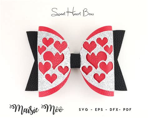 Heart Bow Svg Love Heart Bow Template Valentine Bow Svg Etsy