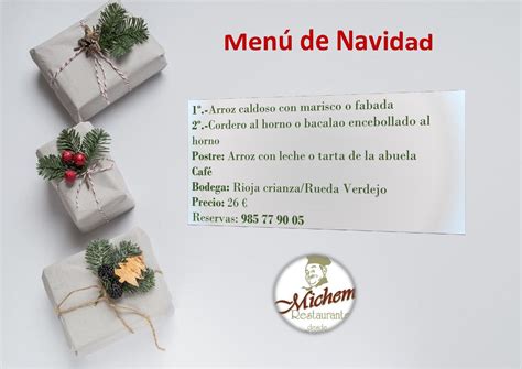 Restaurante Michem Menú Para El Día De Navidad