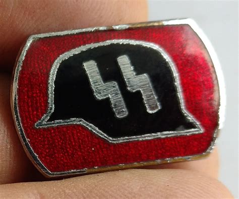 ww2 german nazi nice emanel waffen ss pin with nazi helmet and ss rune replika