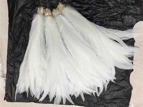 free shipping 100pcs lot 35 40cm 14 16 inch pure white rooster feather cock tail feather chicken