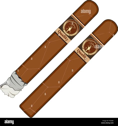 Vector Illustration Of Cuban Cigars With Labels Isolated On White