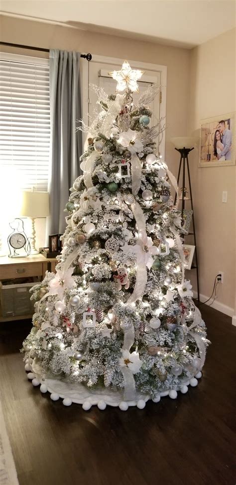 White Christmas Themed Christmas Tree Flocked Christmas