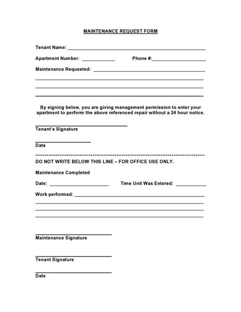 Maintenance Request Form Printable