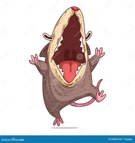 A Happy Opossum Isolated Vector Illustration Funny Cartoon Picture Of