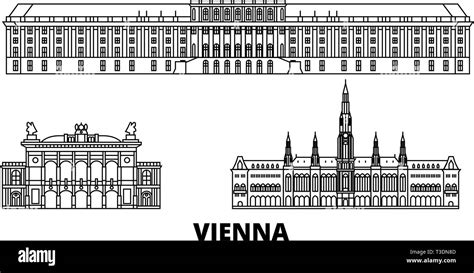 Austria Vienna Line Travel Skyline Set Austria Vienna Outline City