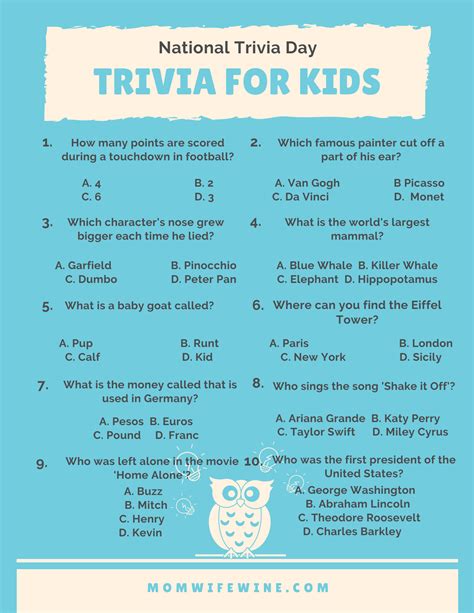 Fun Trivia For Kids And Adults Free Printables Mom Wife Wine