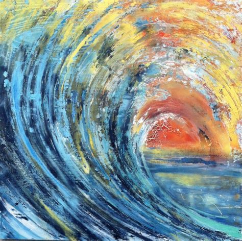 Sunset Wave Painting By Adam Brett