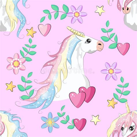 Cute Unicorn Princess Concept Girl Beauty Seamless Pattern Cartoon