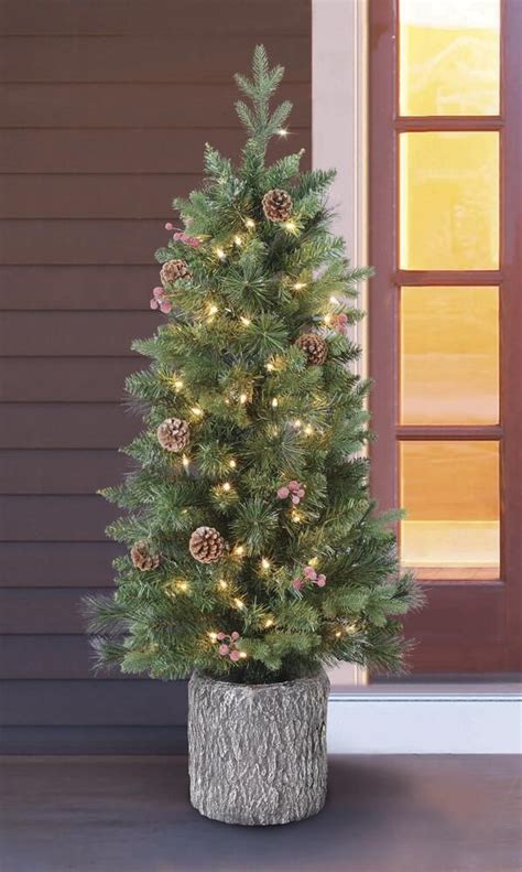 Enchanted Forest 4 Prelit Decorated Artificial Porch Christmas Tree