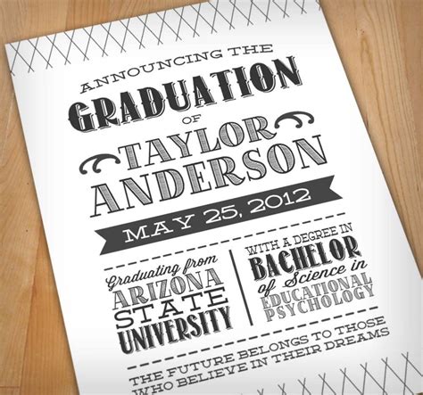 Letterpress Printable Graduation Announcement College Graduation