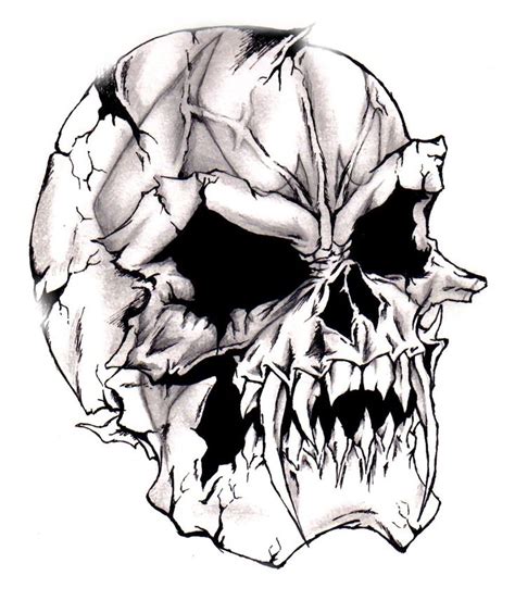 Devilish Evil Skull By Darkeners On Deviantart Skulls Drawing Skull