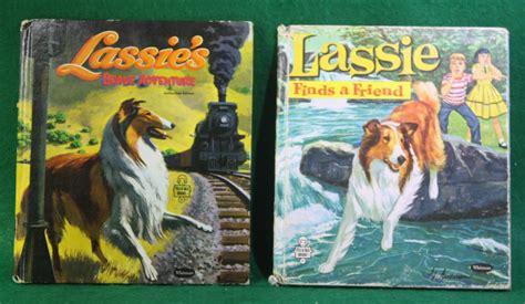 Pair Of Vintage Whitman Tell A Tale Books Lassie Finds A Friend And Lassies Brave Adventure