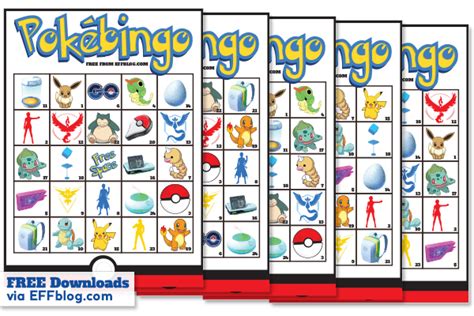 Pokémon Go Pokébingo Free Printable Bingo Game