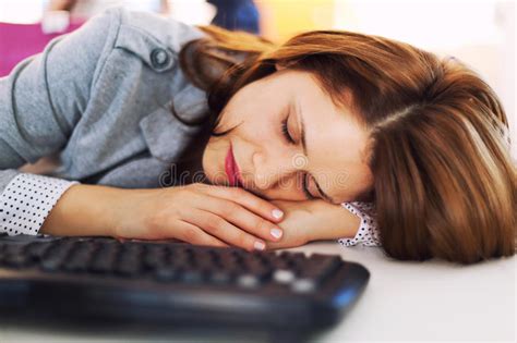 Tired Businesswoman Sleeping At Office Stock Image Image Of Office
