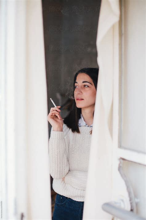 Beautiful Woman Smoking A Cigarette By Veavea Cigarette