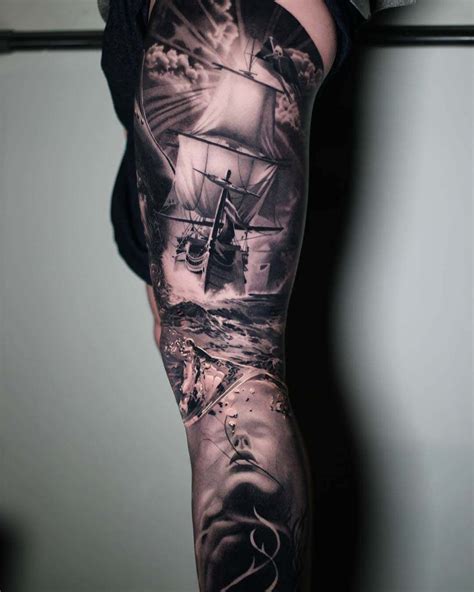 Nautical Leg Tattoo Sleeve Ship Tattoo Sleeves Full Sleeve Tattoos