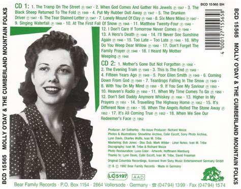Molly Oday And The Cumberland Mountain Folks 1946 1951 2cd Bear