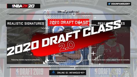 You'll need to perform well, as it will be the first assessment that goes. NBA 2K20 - 2020 NBA Draft Class (Version 2.0) (Realistic ...