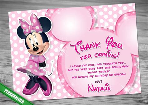 Minnie Mouse Thank You Card Minnie Thank You Card Minnie Etsy Minnie Mouse Birthday Party