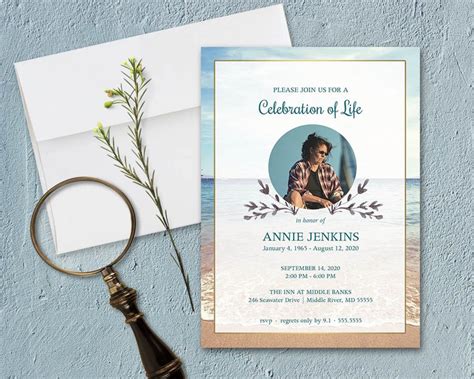 Celebration Of Life Invitations Beach Memorial Invitation Etsy