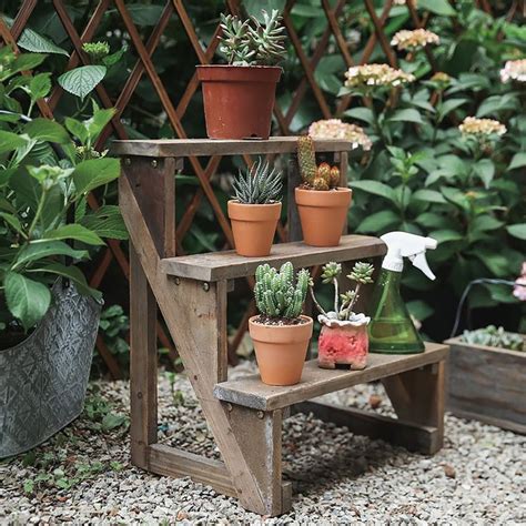 Wooden 3 Tier Plant Pots Stand Ladder Shelf For Outdoor Homary