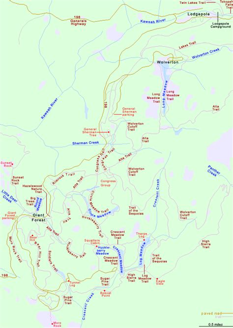 Map Of The Giant Forest Sequoia National Park Trails Trip Nat