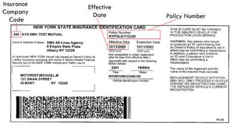 Sample NYS Insurance ID Cards  New York State DMV