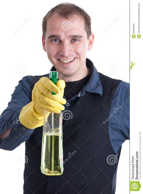 Smiling Man With A Spray Can Stock Photo Image Of Class Housework