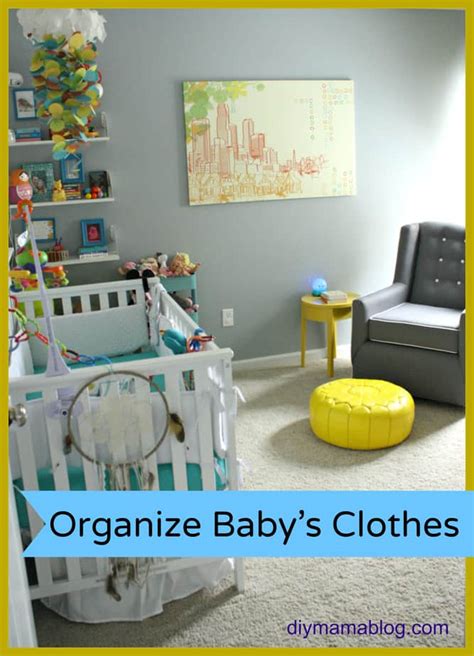 Keep the summer, spring, winter, and fall clothes on the same part of the closet. Keeping Baby Clothes Organized - DIY Mama