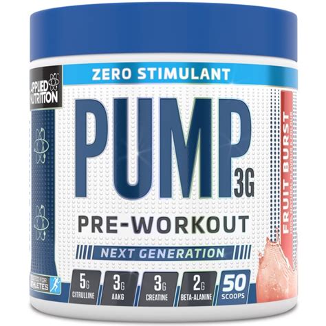 Applied Nutrition Pump 3g Zero Stimulant Pre Workout 375g Lowest