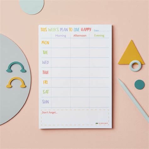 Live Happy Weekly Planner Notepad By The Green Gables