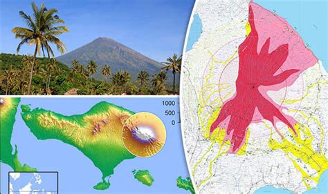 bali volcano map latest maps as 100 000 flee mount agung evacuation zone world news