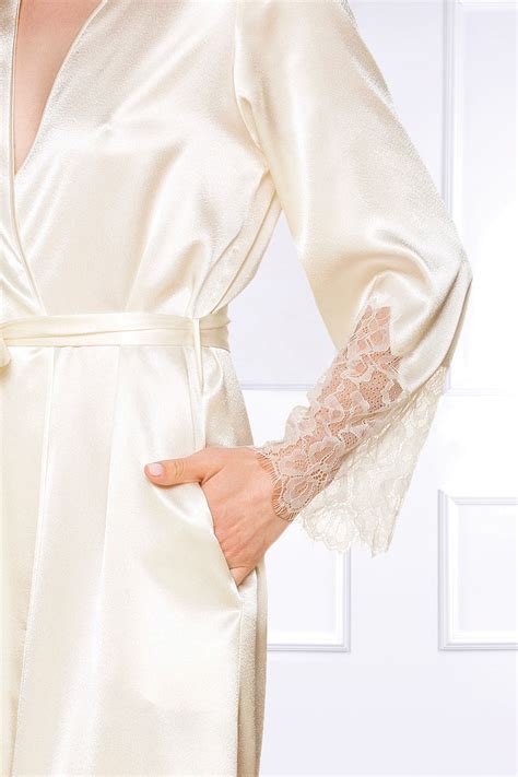 Coemi Federica Satin Kimono Robe Satin Nightwear Champagne