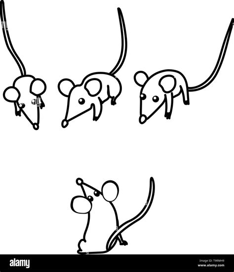 Vector Flat Cartoon Animal Clip Art Mouse Mice Pet Stock Vector Image
