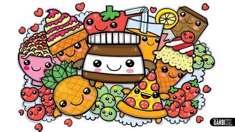 There are many kinds of foods and beverages in the following food coloring pages. Colouring a cute Nutella and Kawaii Food - cute Graffiti ...
