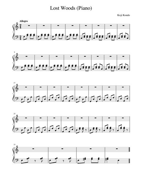 Lost Woods Piano Left Hand Only Sheet Music For Piano Solo