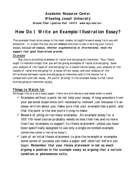 How Do I Write An Exampleillustration Essay Wheeling Jesuit