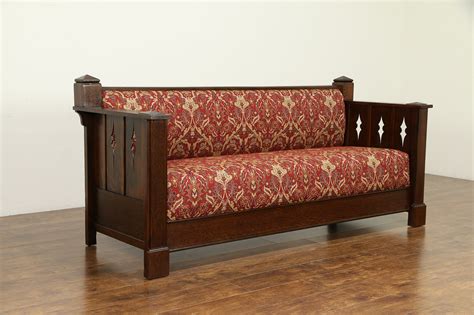 Arts And Crafts Mission Oak Antique Craftsman Sofa New Upholstery